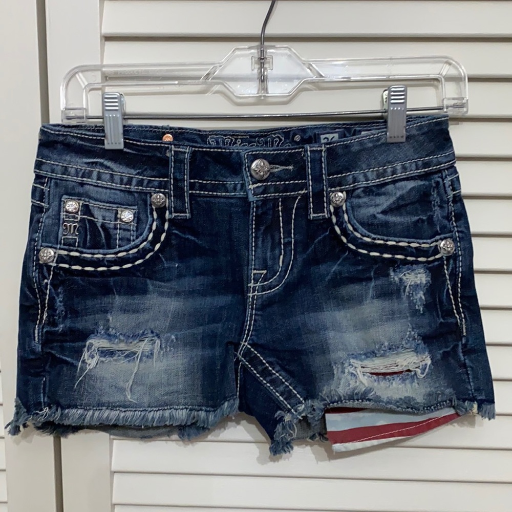 Miss Me Signature American Flag Shorts